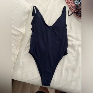 Aerie navy blue one piece swimsuit size S. Cheeky coverage, low back.